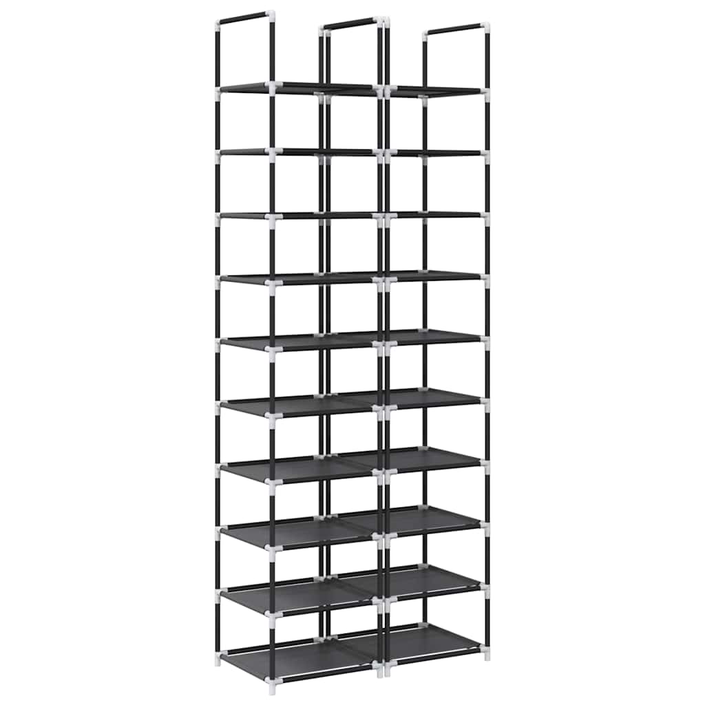 Gray Set Of 2 Fabric 10 Compartments Shoe Rack