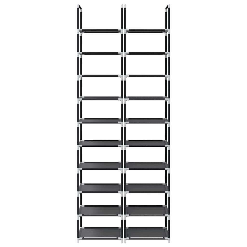 Gray Set Of 2 Fabric 10 Compartments Shoe Rack