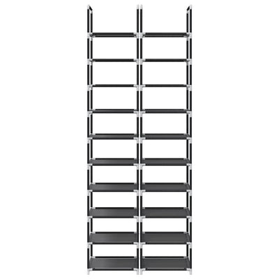Gray Set Of 2 Fabric 10 Compartments Shoe Rack