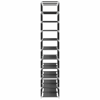 Gray Set Of 2 Fabric 10 Compartments Shoe Rack