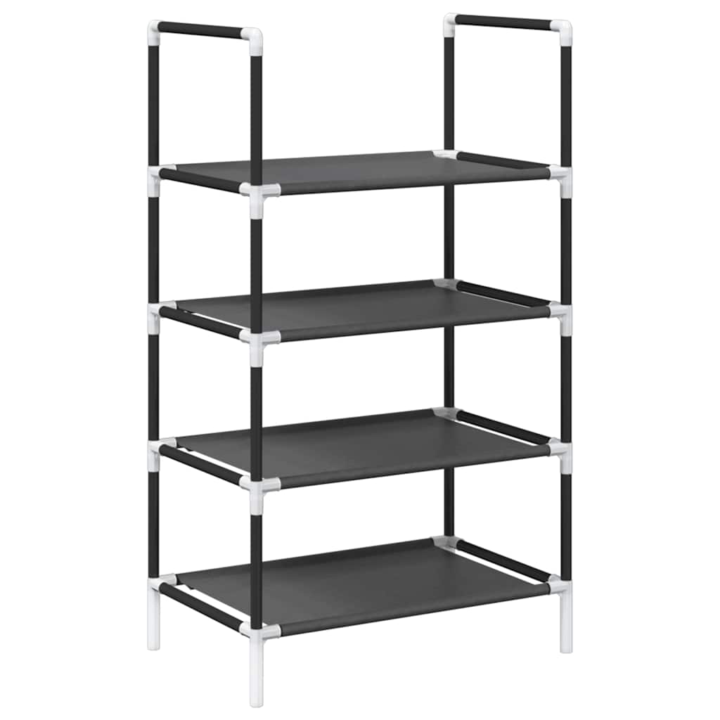 Shoe Rack 4-Tier Black Non-Woven Fabric with Powder-Coated Steel