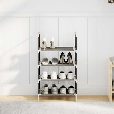 Shoe Rack 4-Tier Black Non-Woven Fabric with Powder-Coated Steel