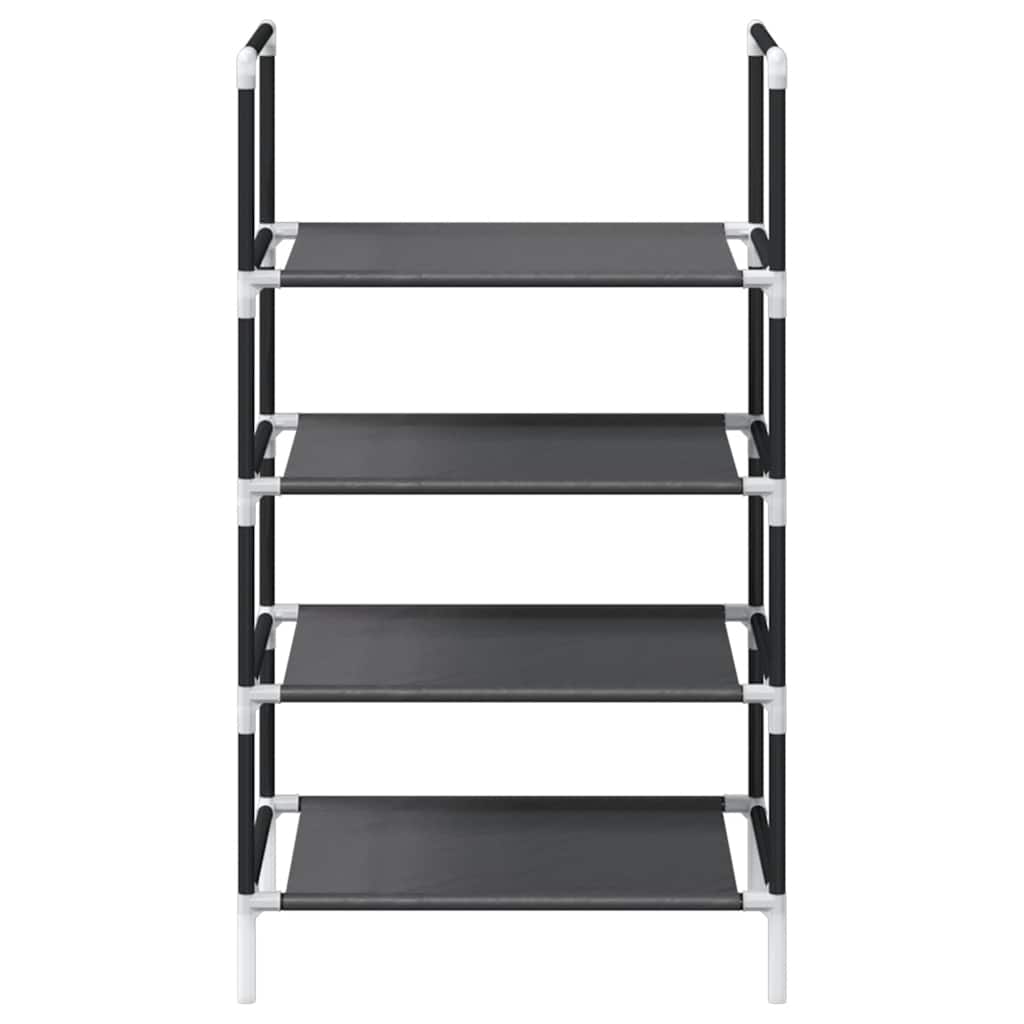 Shoe Rack 4-Tier Black Non-Woven Fabric with Powder-Coated Steel