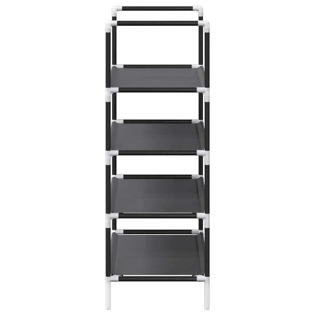 Shoe Rack 4-Tier Black Non-Woven Fabric with Powder-Coated Steel