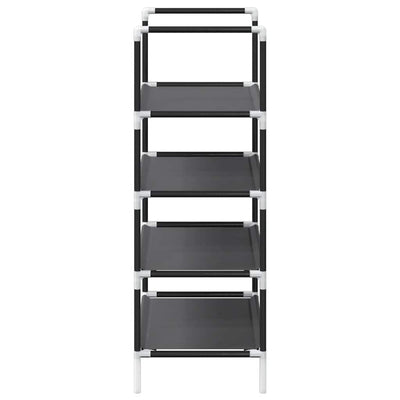 Shoe Rack 4-Tier Black Non-Woven Fabric with Powder-Coated Steel