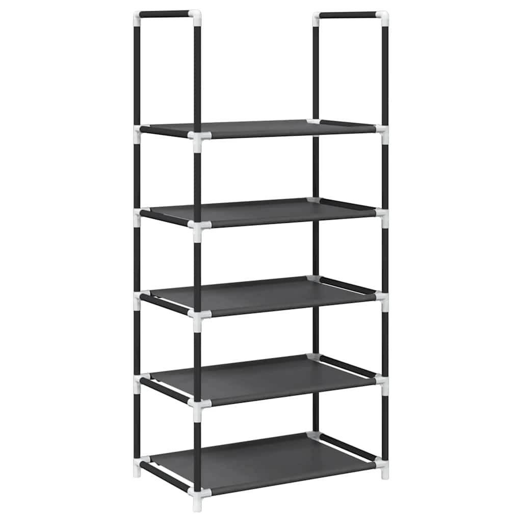 Shoe Rack 5-Tier Black Non-Woven Fabric with Powder-Coated Steel