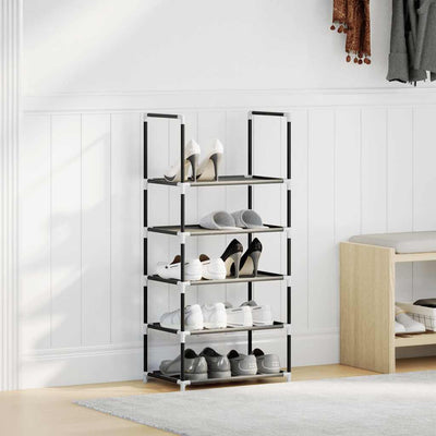 Shoe Rack 5-Tier Black Non-Woven Fabric with Powder-Coated Steel