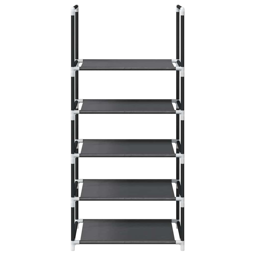 Shoe Rack 5-Tier Black Non-Woven Fabric with Powder-Coated Steel