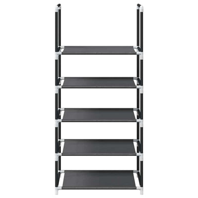 Shoe Rack 5-Tier Black Non-Woven Fabric with Powder-Coated Steel