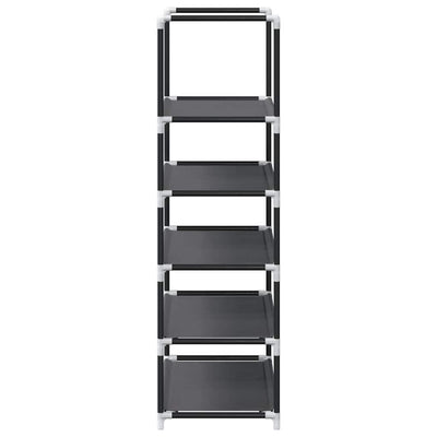 Shoe Rack 5-Tier Black Non-Woven Fabric with Powder-Coated Steel