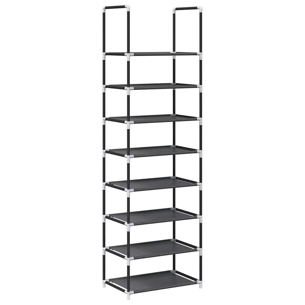Shoe Rack 7-Tier Black Non-Woven Fabric with Powder-Coated Steel