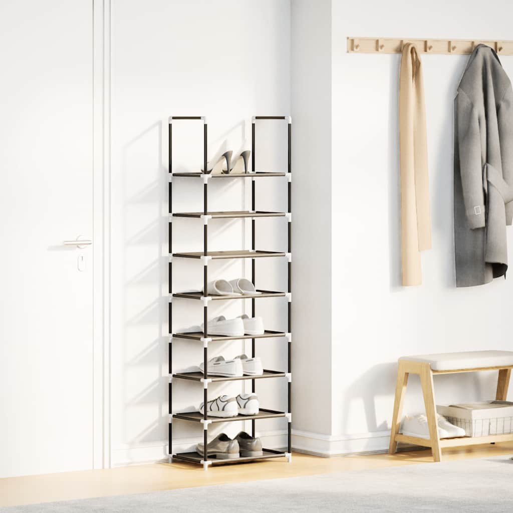 Shoe Rack 7-Tier Black Non-Woven Fabric with Powder-Coated Steel
