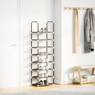 Shoe Rack 7-Tier Black Non-Woven Fabric with Powder-Coated Steel