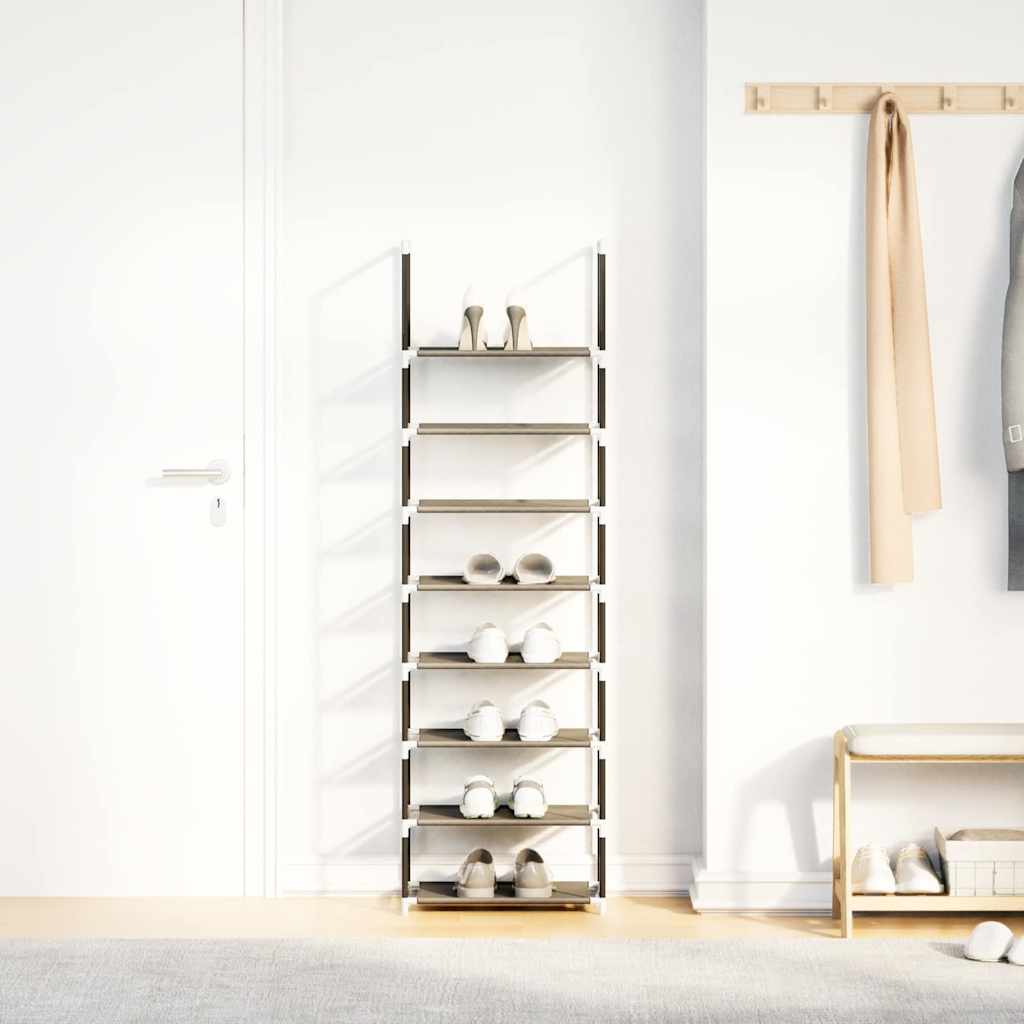 Shoe Rack 7-Tier Black Non-Woven Fabric with Powder-Coated Steel