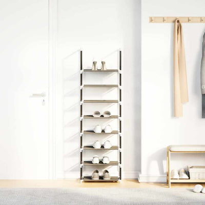 Shoe Rack 7-Tier Black Non-Woven Fabric with Powder-Coated Steel