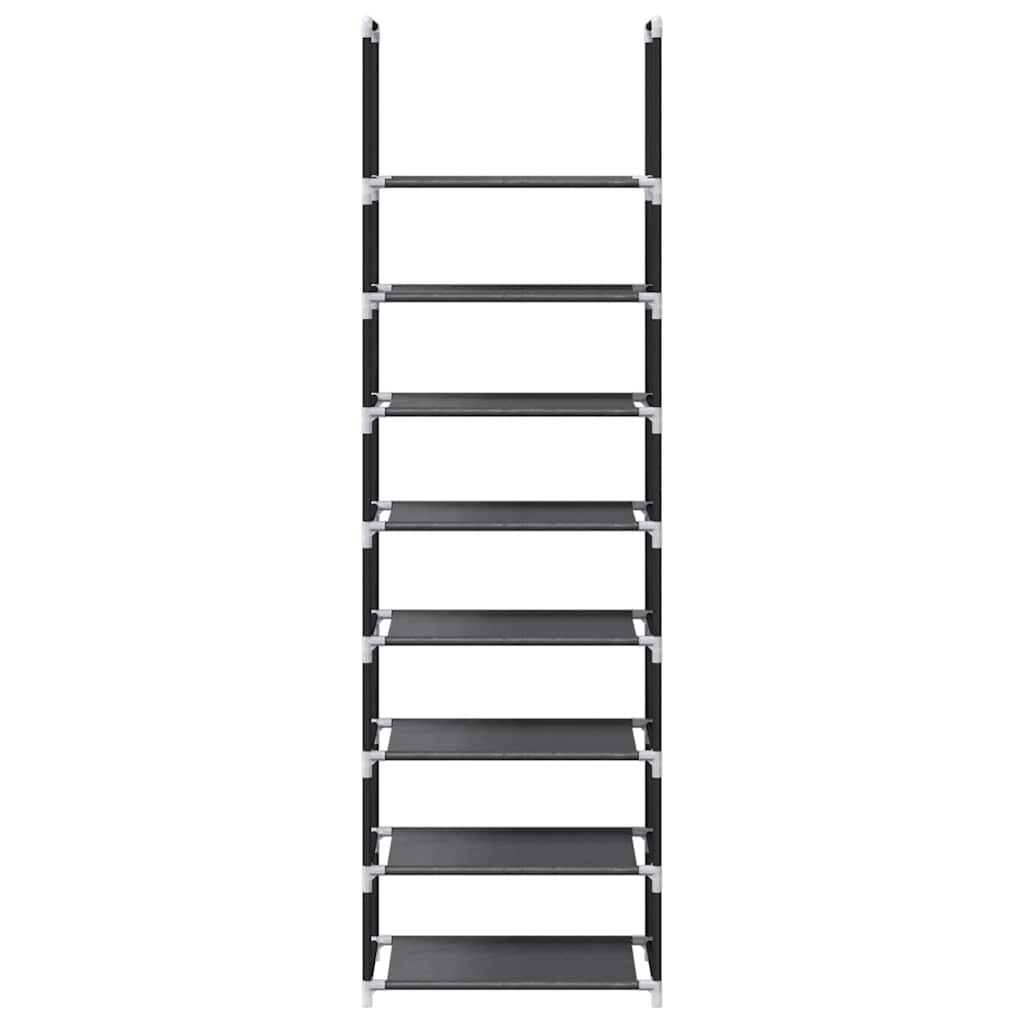 Shoe Rack 7-Tier Black Non-Woven Fabric with Powder-Coated Steel