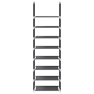 Shoe Rack 7-Tier Black Non-Woven Fabric with Powder-Coated Steel