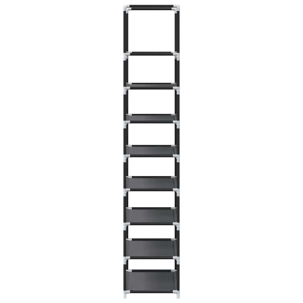 Shoe Rack 7-Tier Black Non-Woven Fabric with Powder-Coated Steel