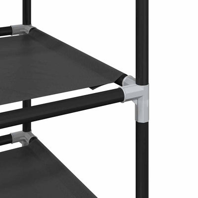 Shoe Rack 7-Tier Black Non-Woven Fabric with Powder-Coated Steel