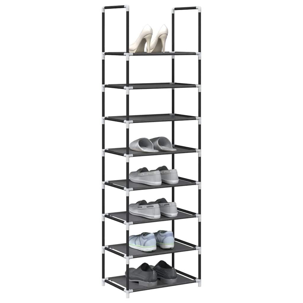 Shoe Rack 7-Tier Black Non-Woven Fabric with Powder-Coated Steel
