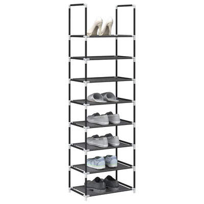 Shoe Rack 7-Tier Black Non-Woven Fabric with Powder-Coated Steel