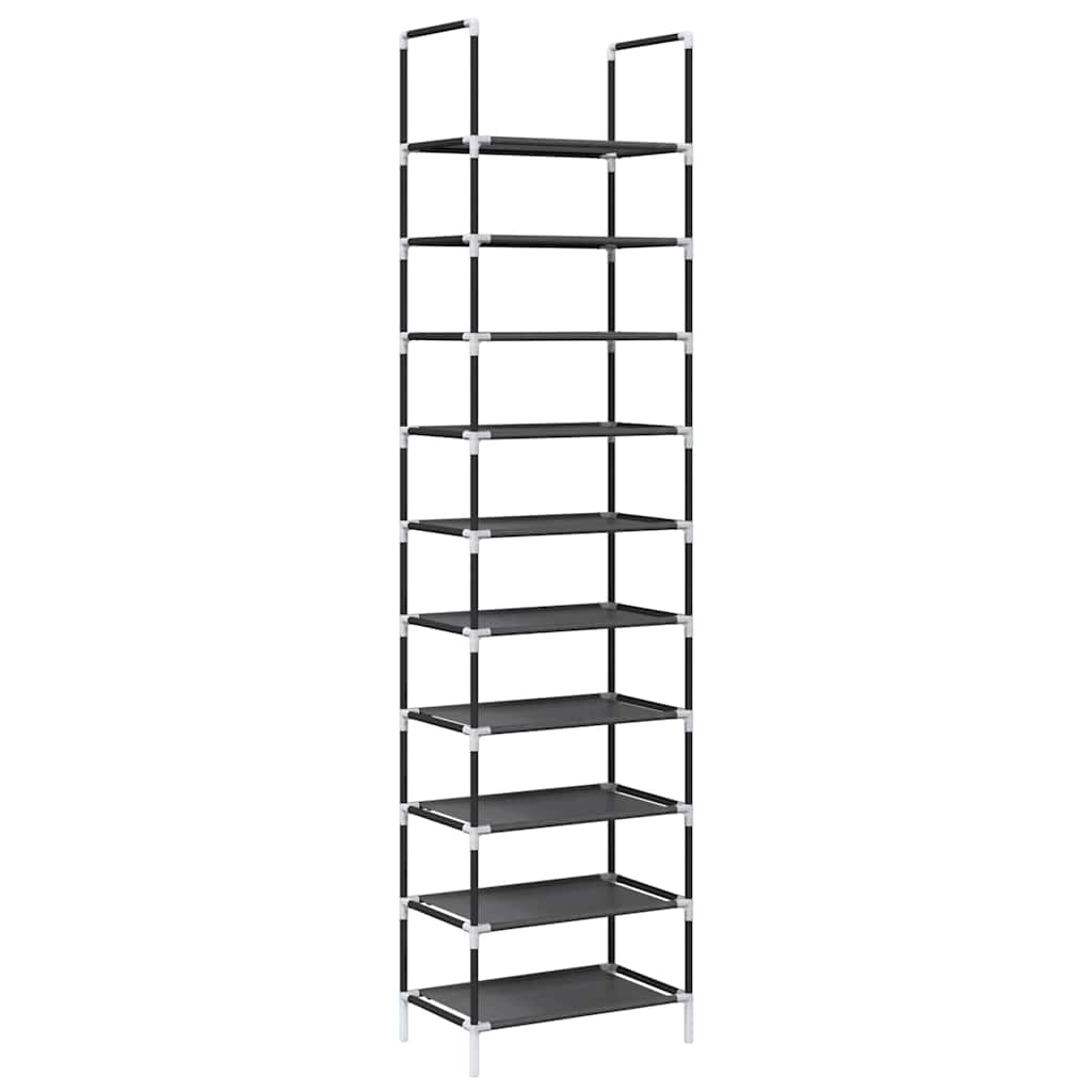 Shoe Rack 8-Tier Black Non-Woven Fabric with Powder-Coated Steel