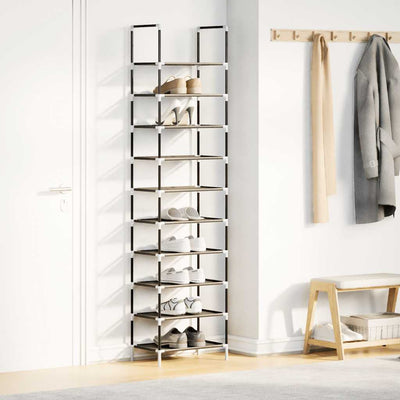 Shoe Rack 8-Tier Black Non-Woven Fabric with Powder-Coated Steel