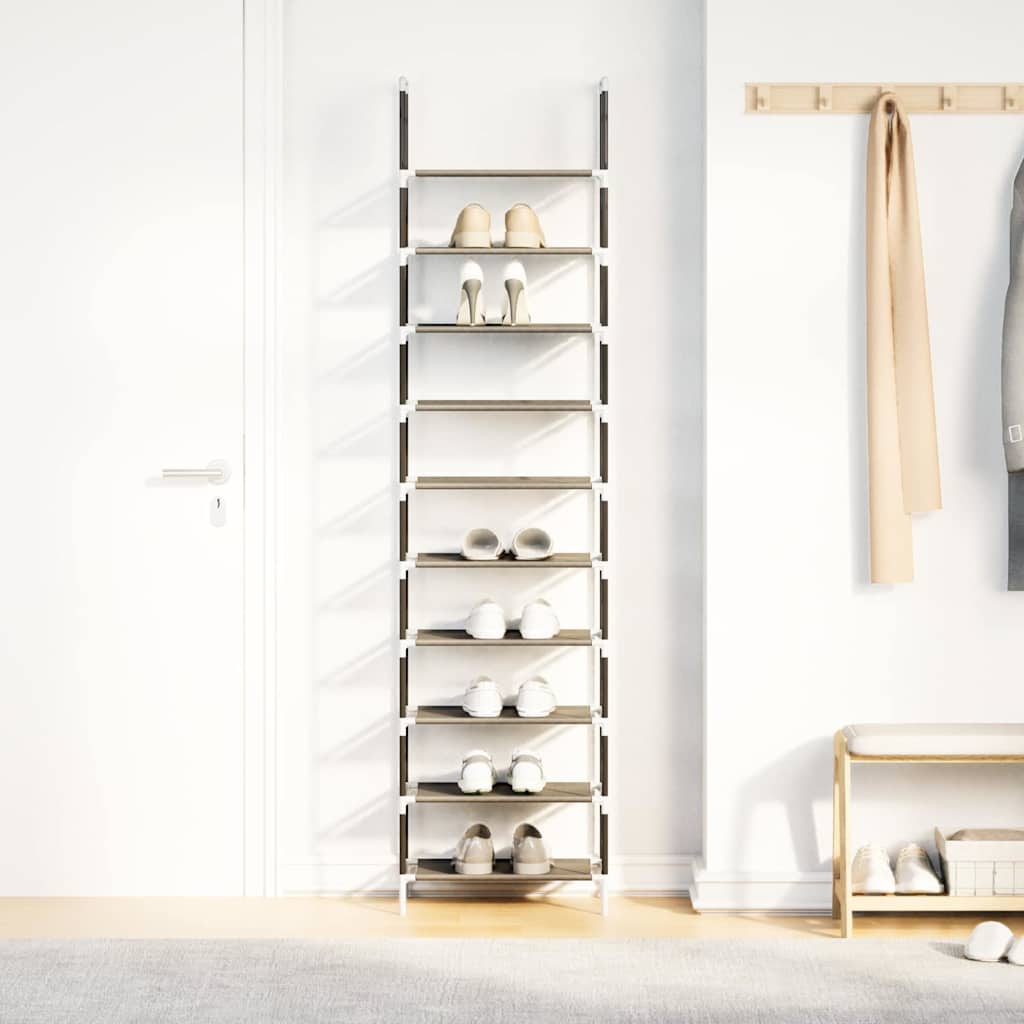 Shoe Rack 8-Tier Black Non-Woven Fabric with Powder-Coated Steel