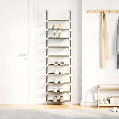 Shoe Rack 8-Tier Black Non-Woven Fabric with Powder-Coated Steel