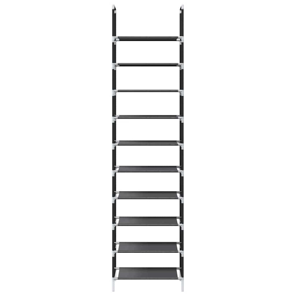 Shoe Rack 8-Tier Black Non-Woven Fabric with Powder-Coated Steel