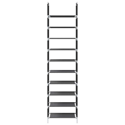 Shoe Rack 8-Tier Black Non-Woven Fabric with Powder-Coated Steel
