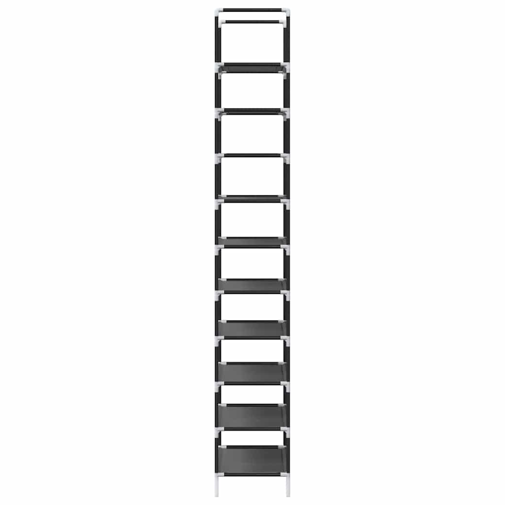 Shoe Rack 8-Tier Black Non-Woven Fabric with Powder-Coated Steel