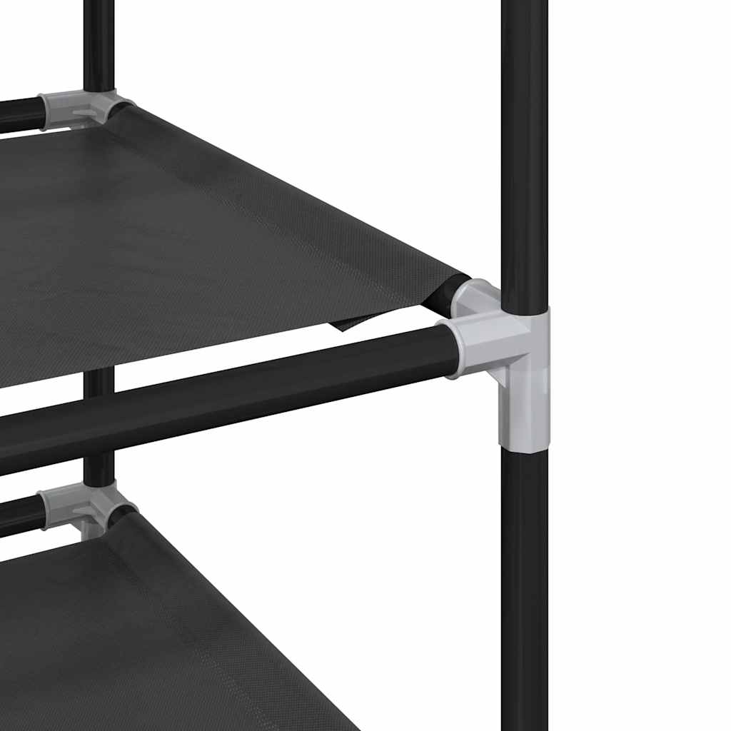 Shoe Rack 8-Tier Black Non-Woven Fabric with Powder-Coated Steel