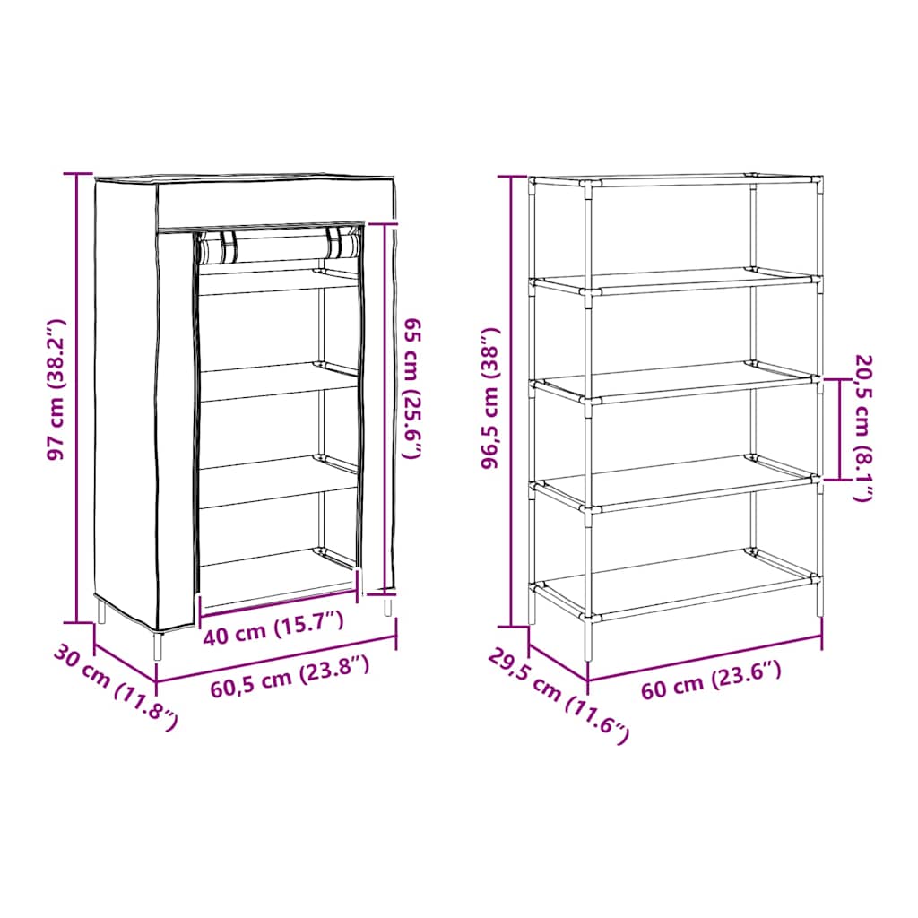 Gray Fabric 4 Compartments Covered Shoe Rack