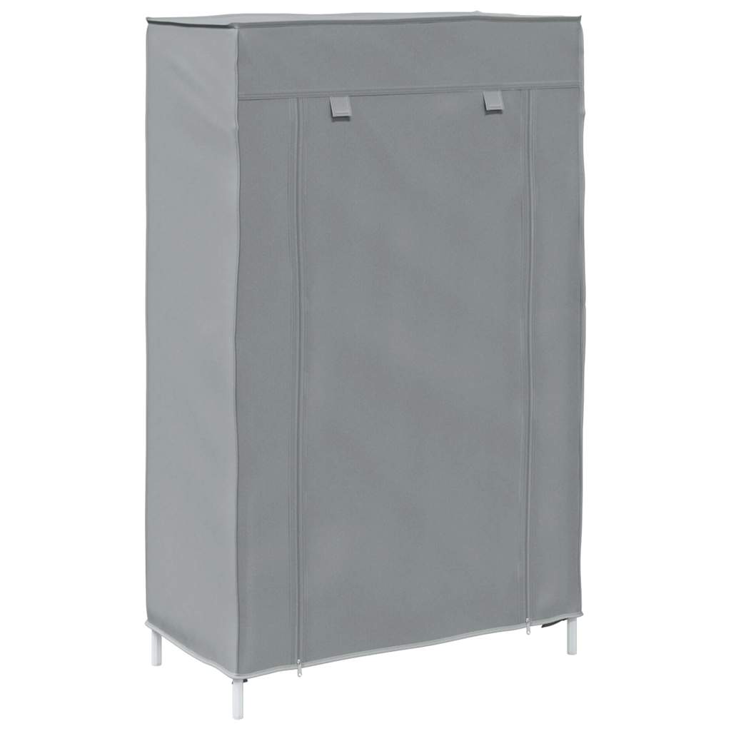 Gray Fabric 4 Compartments Covered Shoe Rack