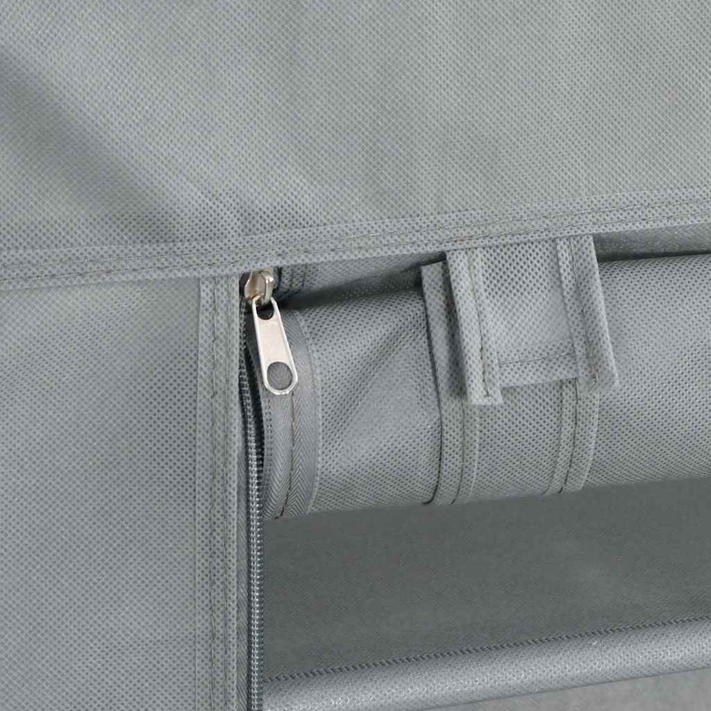 Gray Fabric 4 Compartments Covered Shoe Rack