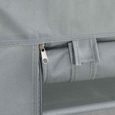 Gray Fabric 4 Compartments Covered Shoe Rack