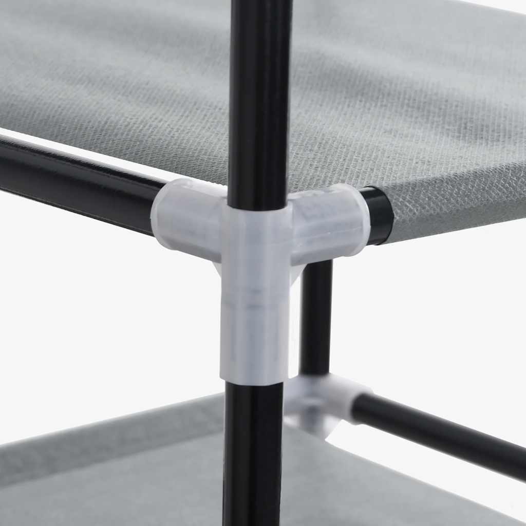Gray Fabric 4 Compartments Covered Shoe Rack