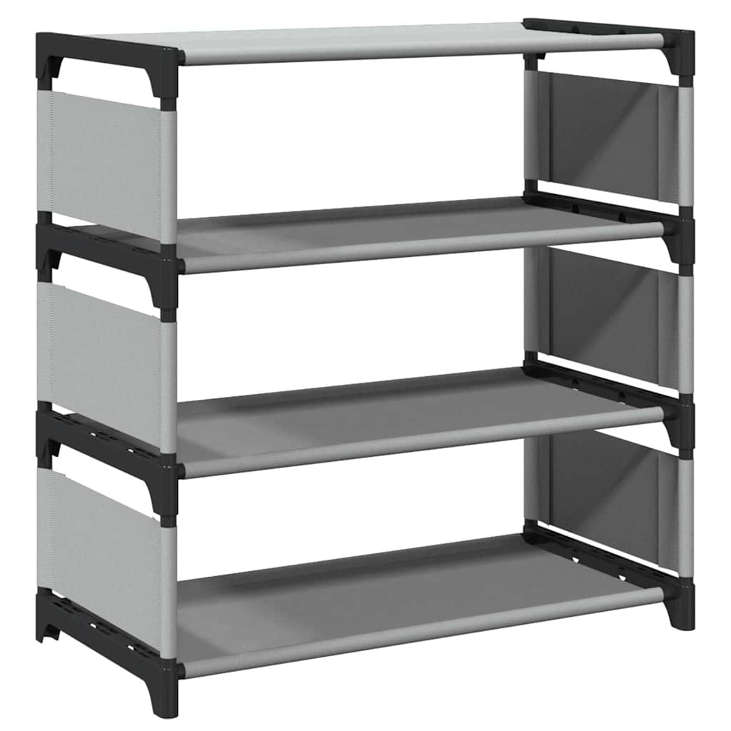 Gray Fabric 3 Compartments Shoe Rack