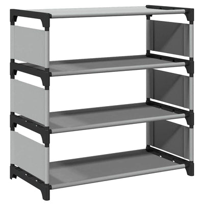 Gray Fabric 3 Compartments Shoe Rack