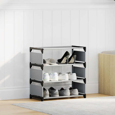 Gray Fabric 3 Compartments Shoe Rack