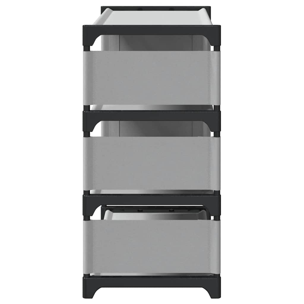 Gray Fabric 3 Compartments Shoe Rack