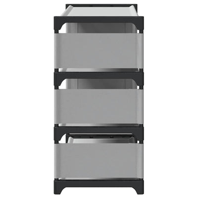 Gray Fabric 3 Compartments Shoe Rack