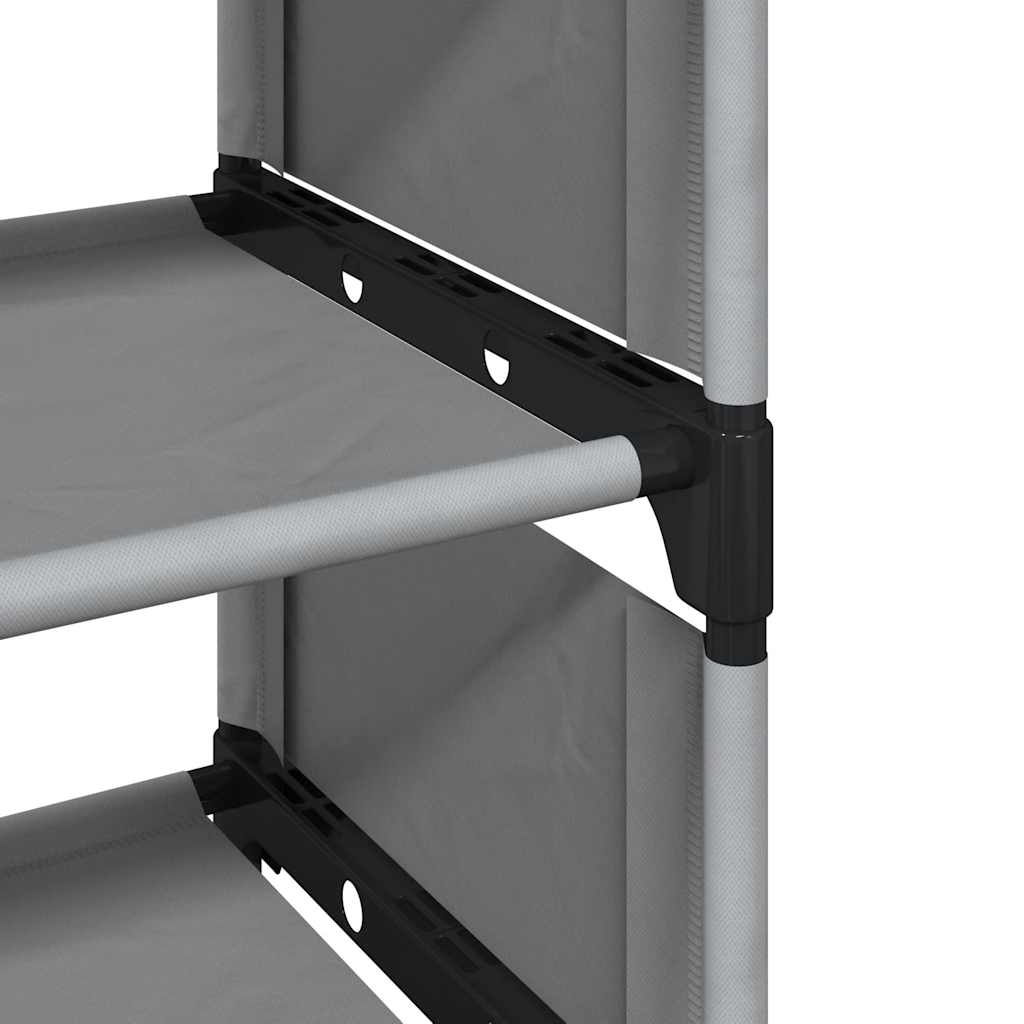 Gray Fabric 3 Compartments Shoe Rack