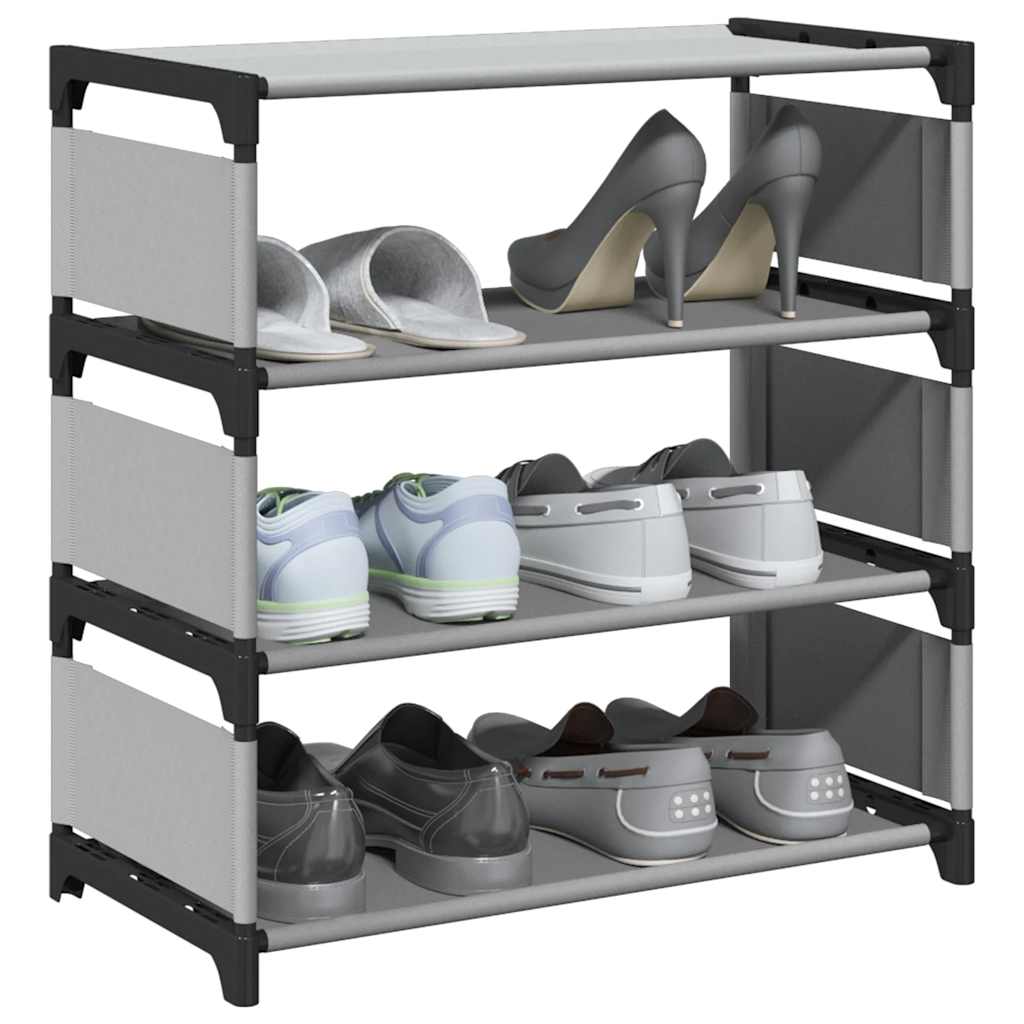 Gray Fabric 3 Compartments Shoe Rack