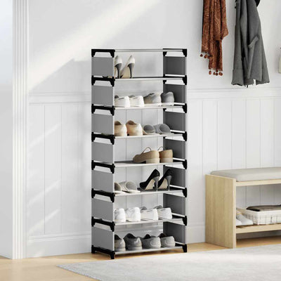 Gray Fabric 7 Compartments Shoe Rack