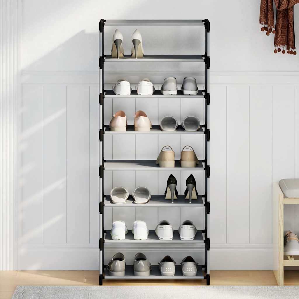 Gray Fabric 7 Compartments Shoe Rack