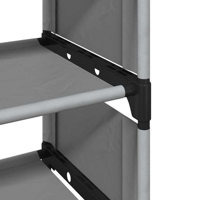 Gray Fabric 7 Compartments Shoe Rack