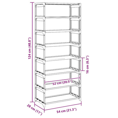 Gray Fabric 7 Compartments Shoe Rack