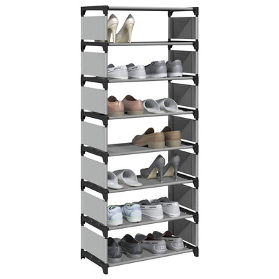 Gray Fabric 7 Compartments Shoe Rack